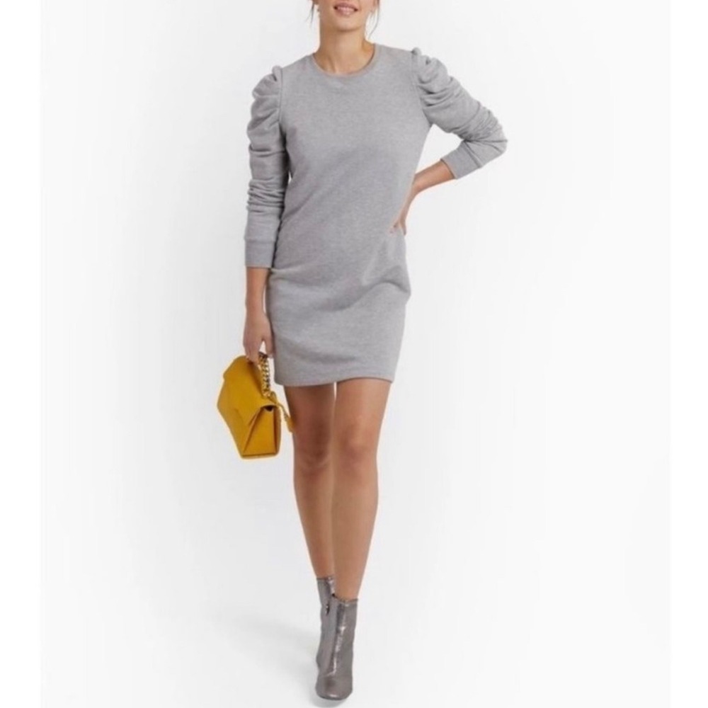 Rebecca Minkoff Heather Gray Janine Puff Sleeve Sweatshirt Dress‎ Size XS